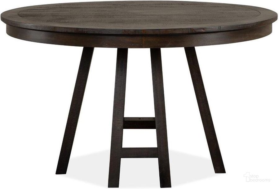 The appearance of Westley Falls Graphite Wood 52 Inch Round Dining Table KD designed by Magnussen in the modern / contemporary interior design. This graphite piece of furniture  was selected by 1StopBedrooms from Westley Falls Collection to add a touch of cosiness and style into your home. Sku: D4399-27. Table Base Style: Legs. Table Top Shape: Round. Material: Wood. Product Type: Dining Table. Image1