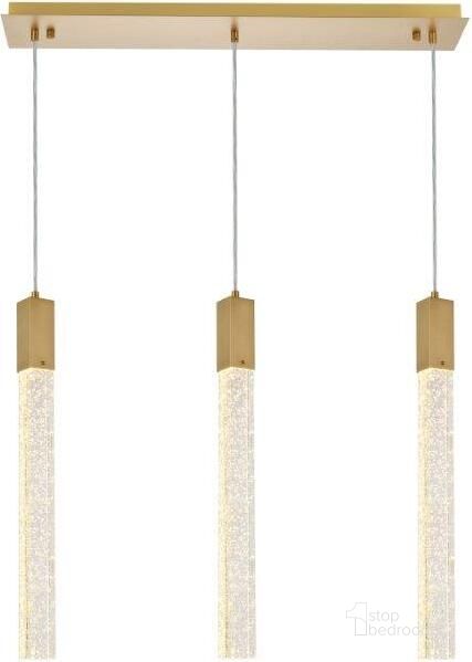 The appearance of Weston 3 Lights Pendant In Satin Gold 2066S32SG designed by Elegant Lighting in the transitional interior design. This gold piece of furniture  was selected by 1StopBedrooms from Weston Collection to add a touch of cosiness and style into your home. Sku: 2066S32SG. Material: Metal. Product Type: Pendant Lighting. Image1