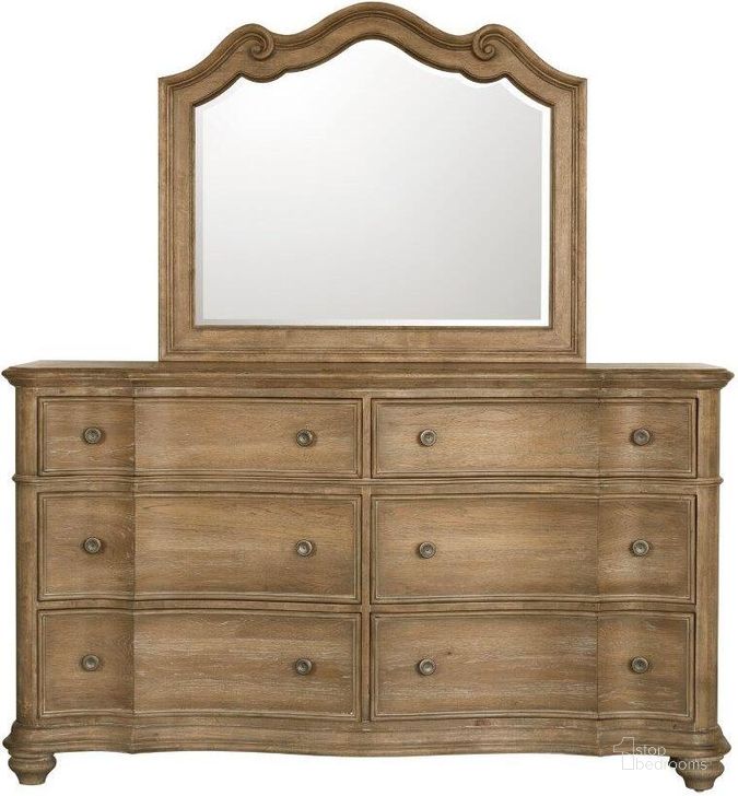 The appearance of Weston Hills Dresser Mirror In Natural designed by Pulaski in the traditional interior design. This natural piece of furniture  was selected by 1StopBedrooms from  to add a touch of cosiness and style into your home. Sku: P293110. Material: Wood. Product Type: Dresser Mirror. Image1