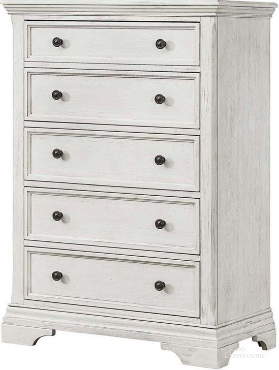 The appearance of Westwood Design Olivia 5 Drawer Chest In Brushed White designed by Westwood Design in the modern / contemporary interior design. This white piece of furniture  was selected by 1StopBedrooms from Olivia Collection to add a touch of cosiness and style into your home. Sku: OL-CH-2204SD-BWH. Material: Wood. Product Type: Chest.