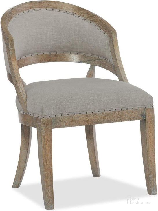 The appearance of Boheme Gray Garnier Barrel Back Side Chair Set of 2 designed by Hooker in the traditional interior design. This grey piece of furniture  was selected by 1StopBedrooms from Boheme Collection to add a touch of cosiness and style into your home. Sku: 5750-75300-MWD. Material: Fabric. Product Type: Dining Chair. Image1