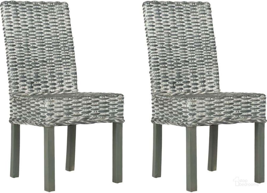 The appearance of Wheatley Gray and White 18 Inch Rattan Side Chair designed by Safavieh in the modern / contemporary interior design. This white and grey piece of furniture  was selected by 1StopBedrooms from Safavieh FOX Collection to add a touch of cosiness and style into your home. Sku: FOX6525A-SET2. Product Type: Dining Chair. Material: Rattan. Image1