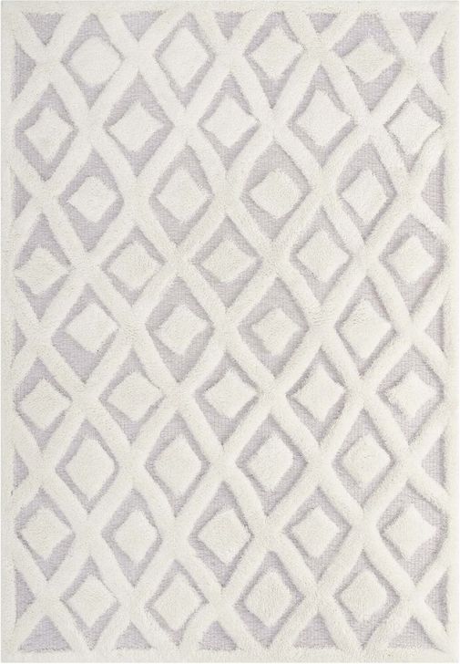 The appearance of Whimsical Morsel Abstract Diamond Lattice 5X8 Shag Area Rug In Ivory and Light Gray designed by Modway in the modern / contemporary interior design. This ivory and light gray piece of furniture  was selected by 1StopBedrooms from Whimsical Collection to add a touch of cosiness and style into your home. Sku: R-1152A-58. Material: Polyester. Product Type: Area Rugs. Image1