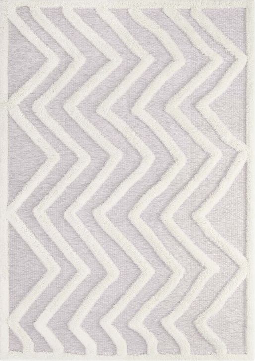 The appearance of Whimsical Pathway Abstract Chevron 5X8 Shag Area Rug In Ivory and Light Gray designed by Modway in the modern / contemporary interior design. This ivory and light gray piece of furniture  was selected by 1StopBedrooms from Whimsical Collection to add a touch of cosiness and style into your home. Sku: R-1156A-58. Material: Polyester. Product Type: Area Rugs. Image1