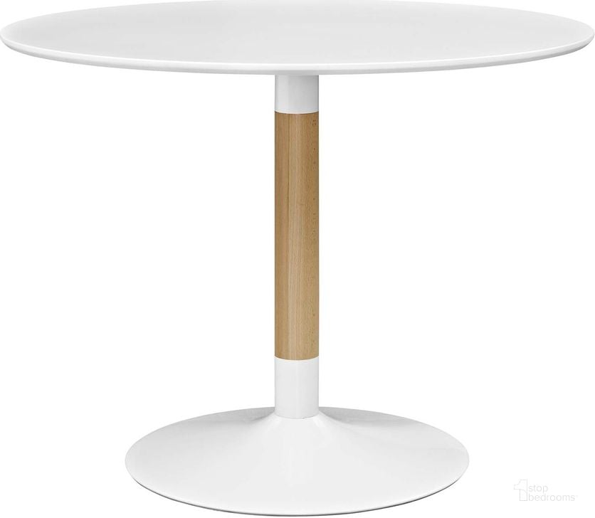 The appearance of Whirl White Round Dining Table designed by Modway in the modern / contemporary interior design. This white piece of furniture  was selected by 1StopBedrooms from Whirl Collection to add a touch of cosiness and style into your home. Sku: EEI-2666-WHI-SET. Table Base Style: Pedestal. Table Top Shape: Round. Material: Wood. Product Type: Dining Table. Size: 40". Image1