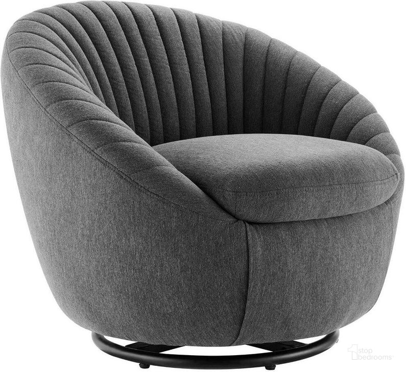 The appearance of Whirr Tufted Fabric Fabric Swivel Chair In Black Charcoal designed by Modway in the modern / contemporary interior design. This black charcoal piece of furniture  was selected by 1StopBedrooms from Whirr Collection to add a touch of cosiness and style into your home. Sku: EEI-5003-BLK-CHA. Material: Wood. Product Type: Accent Chair. Image1