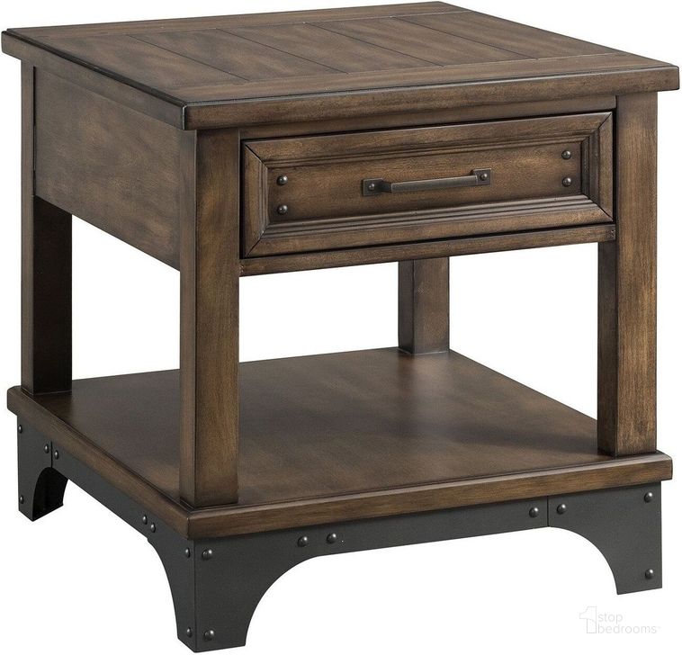 The appearance of Whiskey River Gun Powder Gray End Table designed by Intercon in the industrial interior design. This brown piece of furniture  was selected by 1StopBedrooms from Whiskey River Collection to add a touch of cosiness and style into your home. Sku: WY-TA-2324-GPG-C. Product Type: End Table. Image1