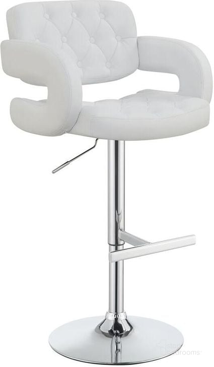 The appearance of White 29" Height Stool designed by Coaster in the modern / contemporary interior design. This chrome piece of furniture  was selected by 1StopBedrooms from White Collection to add a touch of cosiness and style into your home. Sku: 102557. Material: Metal. Product Type: Barstool. Image1