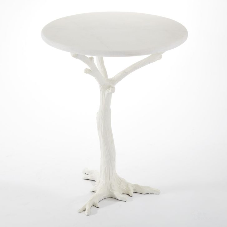 The appearance of White Faux Bois Side Table In White designed by Global Views in the modern / contemporary interior design. This white piece of furniture  was selected by 1StopBedrooms from White Collection to add a touch of cosiness and style into your home. Sku: 8.81027. Product Type: Side Table. Material: Iron. Image1