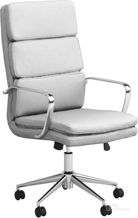 The appearance of White High Back Office Chair designed by Coaster in the modern / contemporary interior design. This white piece of furniture  was selected by 1StopBedrooms from  to add a touch of cosiness and style into your home. Sku: 801746. Product Type: Home Office Chair. Material: Plywood. Image1