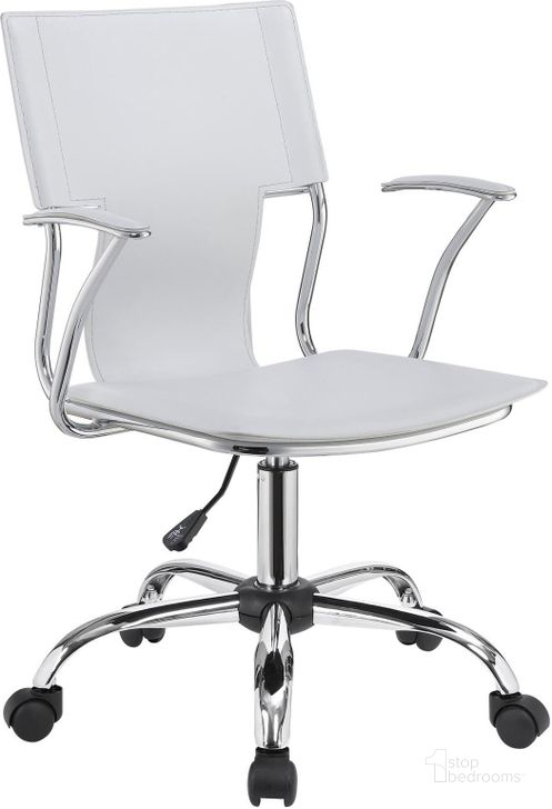 The appearance of White Leatherette Office Chair designed by Coaster in the modern / contemporary interior design. This white piece of furniture  was selected by 1StopBedrooms from White Collection to add a touch of cosiness and style into your home. Sku: 801363. Product Type: Office Chair. Image1
