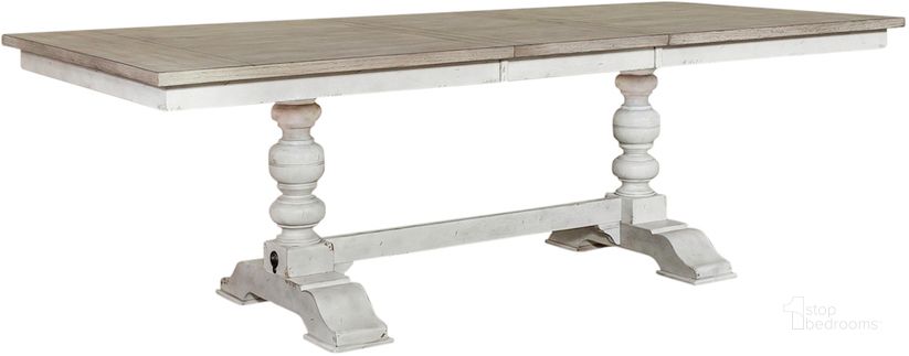 The appearance of Whitney Trestle Dining Table designed by Liberty in the traditional interior design. This weathered gray piece of furniture  was selected by 1StopBedrooms from Whitney Collection to add a touch of cosiness and style into your home. Sku: 661W-P4294;661W-T4294. Table Base Style: Trestle. Product Type: Dining Table. Table Top Shape: Rectangular. Image1