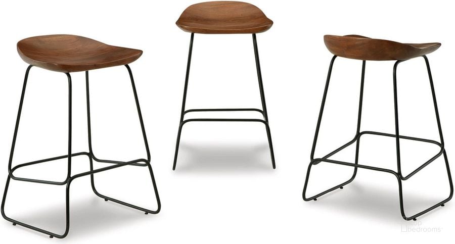 The appearance of Wilinruck Brown/Black Stool Set of 3 designed by Signature Design by Ashley in the modern / contemporary interior design. This brown/black piece of furniture  was selected by 1StopBedrooms from Wilinruck Collection to add a touch of cosiness and style into your home. Sku: D402-024. Material: Wood. Product Type: Barstool. Image1