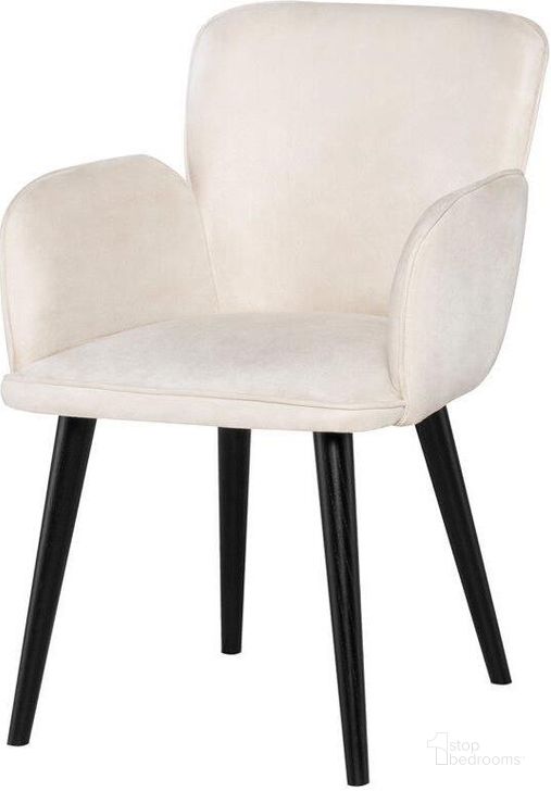 The appearance of Willa Dining Chair In Champagne Microsuede designed by Nuevo in the modern / contemporary interior design. This champagne piece of furniture  was selected by 1StopBedrooms from Willa Collection to add a touch of cosiness and style into your home. Sku: HGSN449. Material: Fabric. Product Type: Dining Chair. Image1