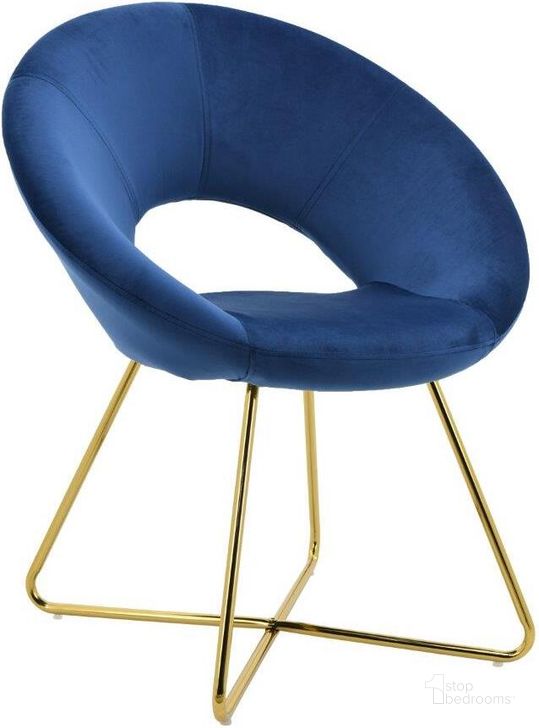 The appearance of Williams 28 Inch Velvet Accent Chair In Blue And Gold Plated designed by Best Master Furniture in the modern / contemporary interior design. This blue/gold piece of furniture  was selected by 1StopBedrooms from Williams Collection to add a touch of cosiness and style into your home. Sku: WY439B. Product Type: Accent Chair. Material: Velvet. Image1
