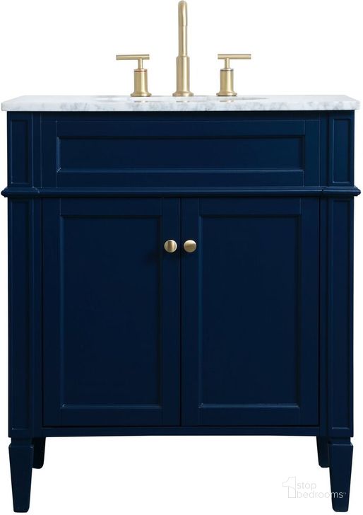 The appearance of Williams 30 Inch Single Bathroom Vanity In Blue designed by Elegant Lighting in the modern / contemporary interior design. This blue piece of furniture  was selected by 1StopBedrooms from Williams Collection to add a touch of cosiness and style into your home. Sku: VF12530BL. Material: Wood. Product Type: Bathroom Vanity. Image1
