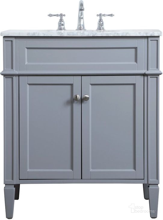 The appearance of Williams 30 Inch Single Bathroom Vanity In Grey designed by Elegant Lighting in the modern / contemporary interior design. This grey piece of furniture  was selected by 1StopBedrooms from Williams Collection to add a touch of cosiness and style into your home. Sku: VF12530GR. Material: Wood. Product Type: Bathroom Vanity. Image1