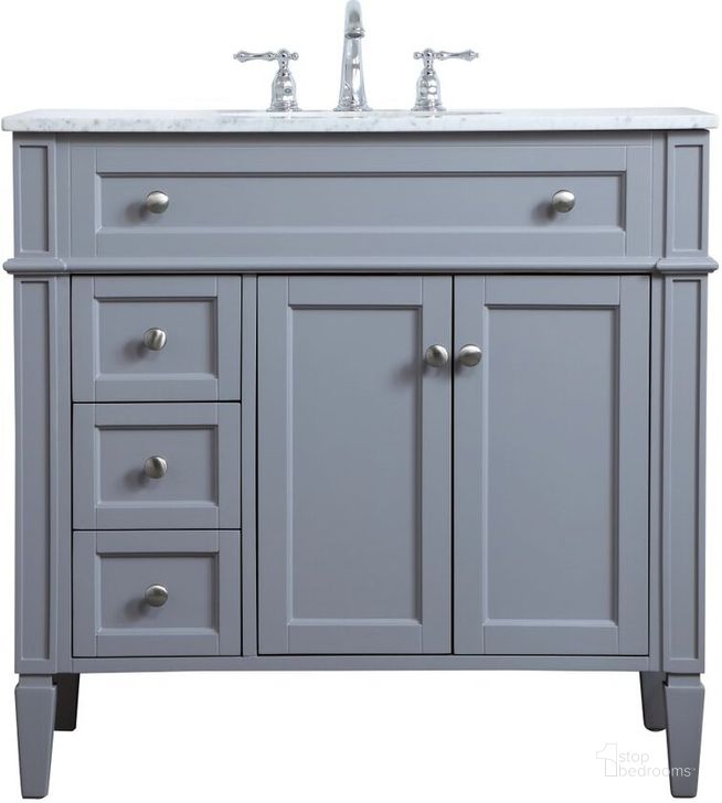 The appearance of Williams 36 Inch Single Bathroom Vanity In Grey designed by Elegant Lighting in the modern / contemporary interior design. This grey piece of furniture  was selected by 1StopBedrooms from Williams Collection to add a touch of cosiness and style into your home. Sku: VF12536GR. Material: Wood. Product Type: Bathroom Vanity. Image1