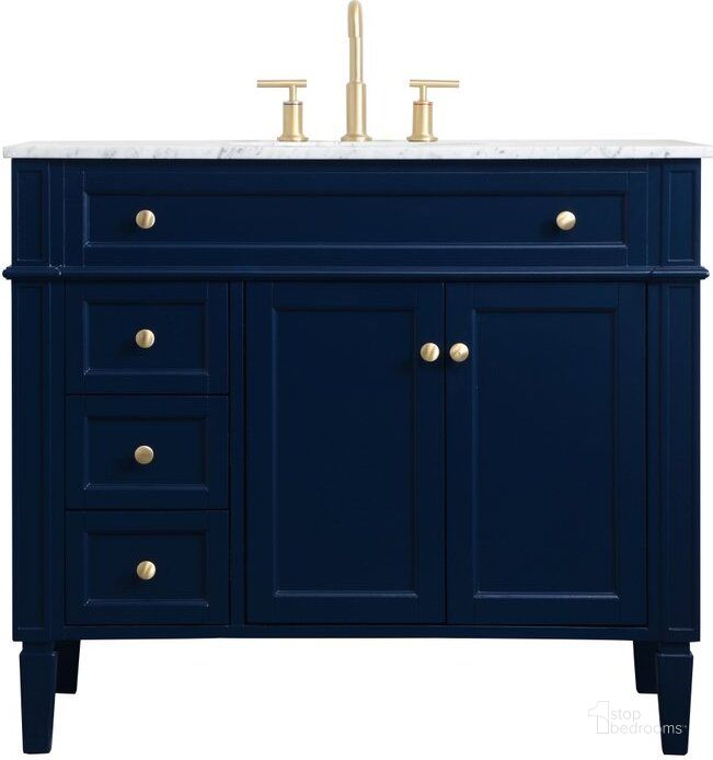 The appearance of Williams 40 Inch Single Bathroom Vanity In Blue designed by Elegant Lighting in the modern / contemporary interior design. This blue piece of furniture  was selected by 1StopBedrooms from Williams Collection to add a touch of cosiness and style into your home. Sku: VF12540BL. Material: Wood. Product Type: Bathroom Vanity. Image1
