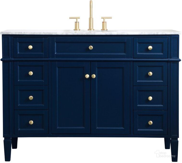 The appearance of Williams 48 Inch Single Bathroom Vanity In Blue designed by Elegant Lighting in the modern / contemporary interior design. This blue piece of furniture  was selected by 1StopBedrooms from Williams Collection to add a touch of cosiness and style into your home. Sku: VF12548BL. Material: Wood. Product Type: Bathroom Vanity. Image1