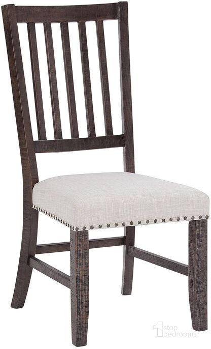 The appearance of Willow Creek Distressed Solid Pine Upholstered Slatback Chair (Set Of 2) designed by Jofran in the transitional interior design. This distressed brown piece of furniture  was selected by 1StopBedrooms from Willow Creek Collection to add a touch of cosiness and style into your home. Sku: 2021-398KD. Material: Wood. Product Type: Dining Chair. Image1