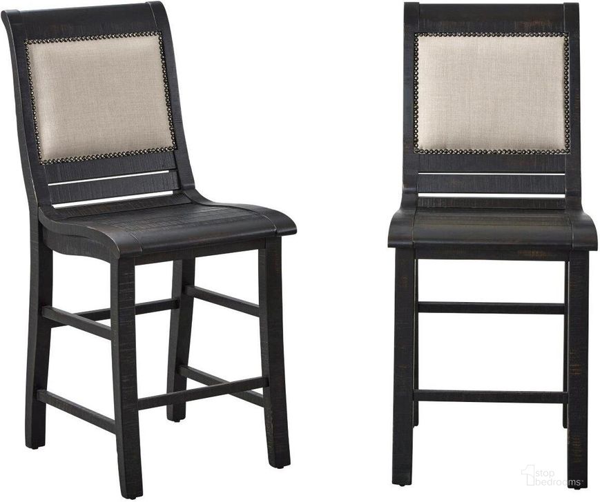 The appearance of Willow Counter Upholstered Chair Set Of 2 In Black designed by Progressive Furniture in the transitional interior design. This black piece of furniture  was selected by 1StopBedrooms from Willow Collection to add a touch of cosiness and style into your home. Sku: P812-64. Product Type: Barstool. Material: Rubberwood. Image1