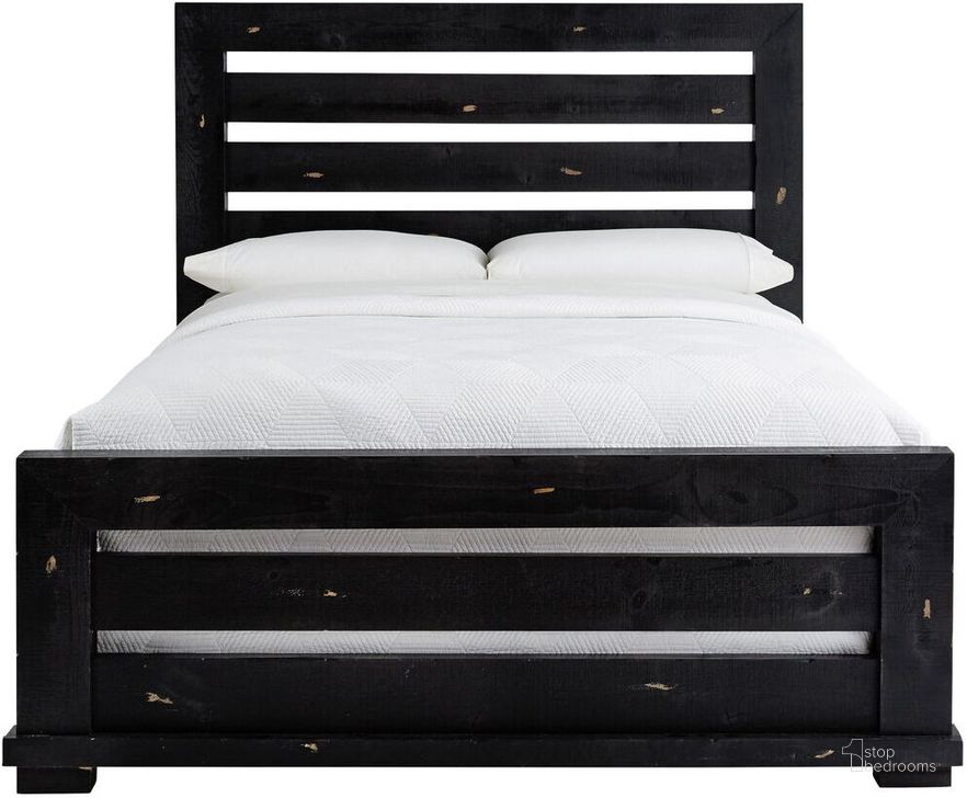 The appearance of Willow Distressed Black Queen Slat Bed designed by Progressive Furniture in the transitional interior design. This black piece of furniture  was selected by 1StopBedrooms from Willow Collection to add a touch of cosiness and style into your home. Sku: P612-60;P612-61;P612-78. Material: Wood. Bed Size: Queen. Product Type: Slat / Spindle Bed. Bed Type: Slat / Spindle Bed. Image1
