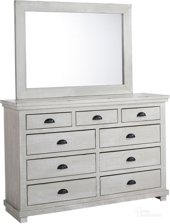 The appearance of Willow Drawer Dresser and Mirror In Gray designed by Progressive Furniture in the transitional interior design. This gray piece of furniture  was selected by 1StopBedrooms from Willow Collection to add a touch of cosiness and style into your home. Sku: P615-21;P615-50. Product Type: Dresser and Mirror. Material: Solid Pine. Image1
