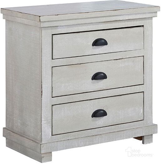 The appearance of Willow Gray Chalk Nightstand designed by Progressive Furniture in the transitional interior design. This gray wash piece of furniture  was selected by 1StopBedrooms from Willow Collection to add a touch of cosiness and style into your home. Sku: P615-43. Product Type: Nightstand. Material: Pine. Image1
