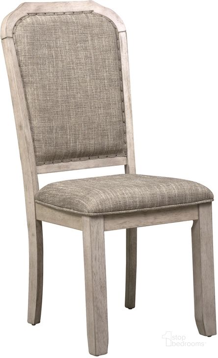 The appearance of Willowrun Rustic White Upholstered Side Chair set of 2 designed by Liberty in the modern / contemporary interior design. This white piece of furniture  was selected by 1StopBedrooms from Willowrun Collection to add a touch of cosiness and style into your home. Sku: 619-C6501S. Material: Fabric. Product Type: Side Chair. Image1