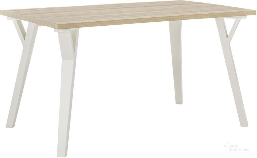 The appearance of Wilson Carlile White/Natural Dining Table 0qd24394408 designed by Atelier Home in the modern / contemporary interior design. This white/natural piece of furniture  was selected by 1StopBedrooms from Wilson Carlile Collection to add a touch of cosiness and style into your home. Sku: D407-25. Table Base Style: Legs. Material: Wood. Product Type: Dining Table. Table Top Shape: Rectangular. Size: 55". Image1