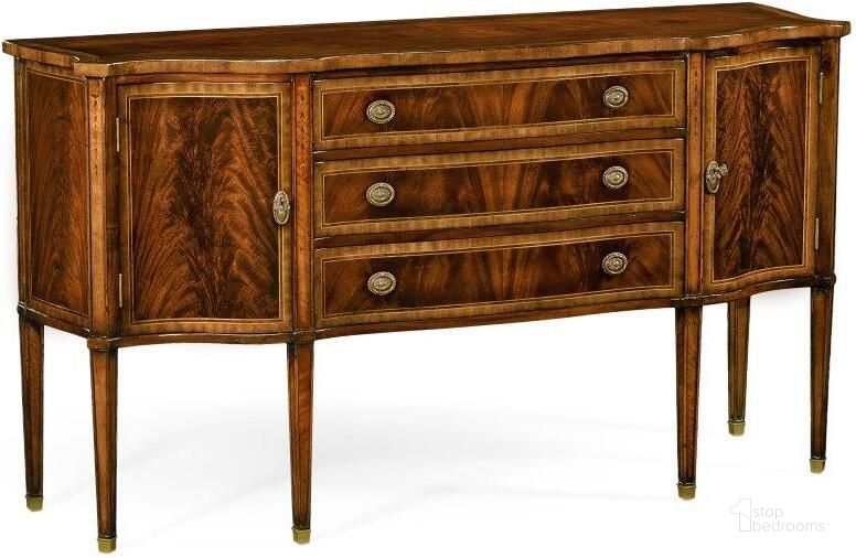 The appearance of Windsor Mahogany Sideboard With Curved Doors designed by Jonathan Charles in the traditional interior design. This antique piece of furniture  was selected by 1StopBedrooms from Windsor Collection to add a touch of cosiness and style into your home. Sku: 492637-MAH. Material: Wood. Product Type: Sideboard. Image1