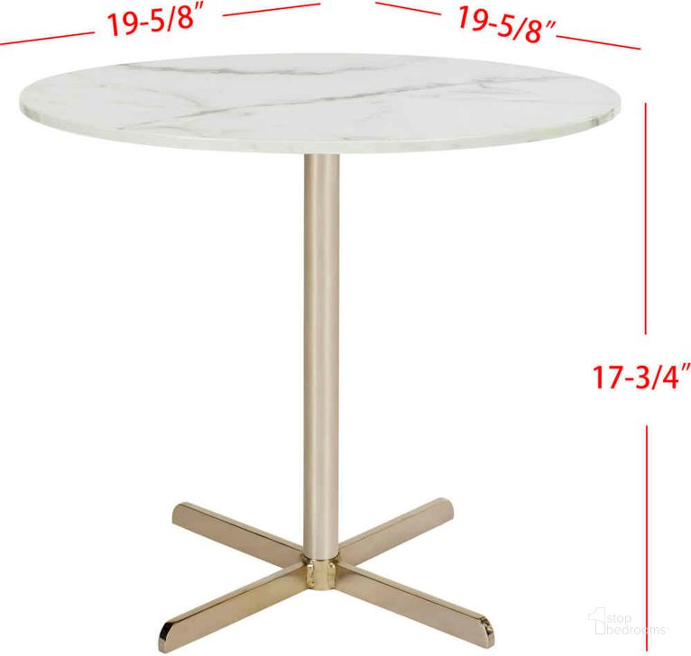 The appearance of Winnie White Marble/Brass Round Side Table designed by Safavieh in the modern / contemporary interior design. This white piece of furniture  was selected by 1StopBedrooms from Winnie Collection to add a touch of cosiness and style into your home. Sku: ACC6200A. Material: Metal. Product Type: Accent Table. Image1