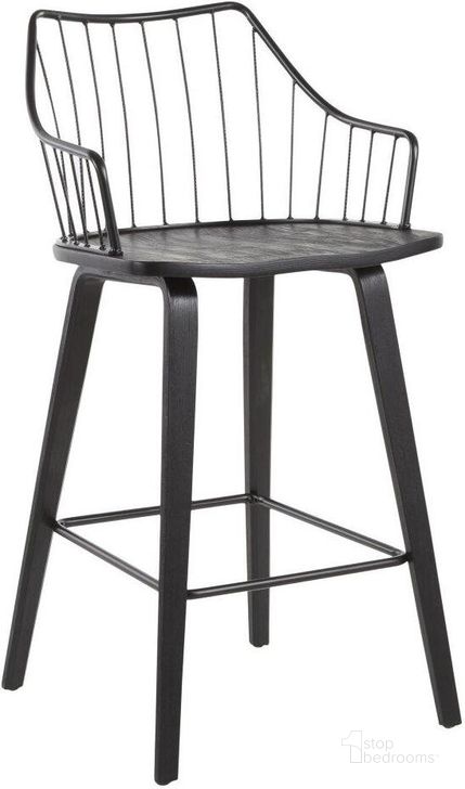 The appearance of Winston Farmhouse Counter Stool In Black Wood And Black Metal designed by Lumisource in the country / farmhouse interior design. This black piece of furniture  was selected by 1StopBedrooms from Winston Collection to add a touch of cosiness and style into your home. Sku: B26-WINSTN BKBK. Material: Wood. Product Type: Barstool. Image1