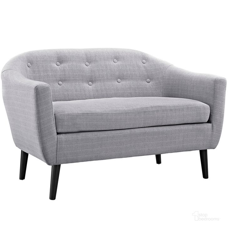 The appearance of Wit Upholstered Fabric Loveseat In Light Gray designed by Modway in the transitional interior design. This light gray piece of furniture  was selected by 1StopBedrooms from Wit Collection to add a touch of cosiness and style into your home. Sku: EEI-1391-LGR. Product Type: Loveseat. Material: Plywood. Image1