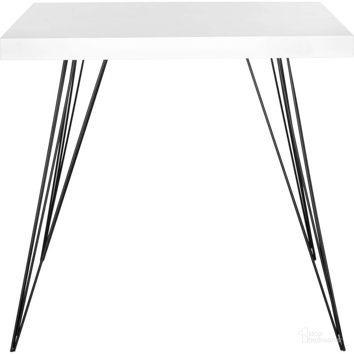 The appearance of Wolcott Black and White Square Lacquer Accent Table designed by Safavieh in the modern / contemporary interior design. This white and black piece of furniture  was selected by 1StopBedrooms from Wolcott Collection to add a touch of cosiness and style into your home. Sku: FOX4205A. Table Base Style: Legs. Table Top Shape: Square. Product Type: Dining Table. Material: Iron. Size: 32". Image1