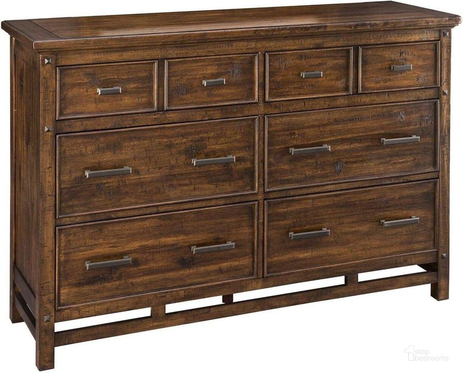 The appearance of Wolf Creek Vintage Acacia 6 Drawer Dresser designed by Intercon in the rustic / southwestern interior design. This brown piece of furniture  was selected by 1StopBedrooms from Wolf Creek Collection to add a touch of cosiness and style into your home. Sku: WK-BR-6106-VAC-C. Product Type: Dresser. Image1