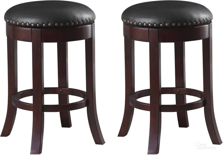 The appearance of Wooden Walnut 24" Bar Stool Set of 2 designed by Coaster in the transitional interior design. This brown piece of furniture  was selected by 1StopBedrooms from Wooden Collection to add a touch of cosiness and style into your home. Sku: 101059. Material: Wood. Product Type: Barstool. Image1