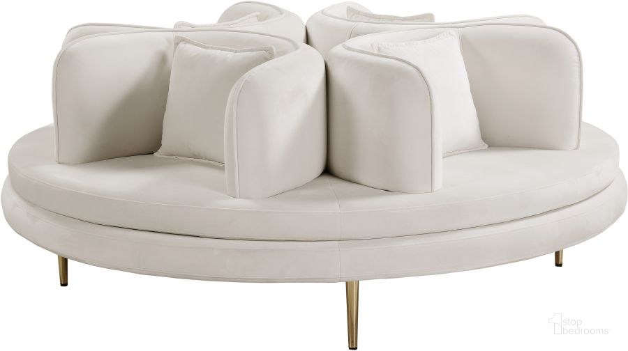 The appearance of Woodhams Cream Velvet Sofa designed by Furnique in the modern / contemporary interior design. This cream velvet piece of furniture  was selected by 1StopBedrooms from Kellow Hills Collection to add a touch of cosiness and style into your home. Sku: 627Cream-1;627Cream-2. Product Type: Sofa. Material: Velvet. Image1