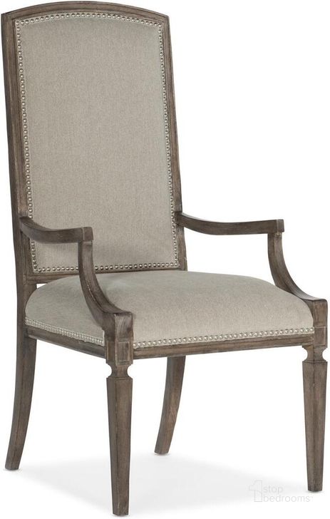 The appearance of Woodlands Gray Arched Upholstered Arm Chair Set Of 2 designed by Hooker in the traditional interior design. This beige piece of furniture  was selected by 1StopBedrooms from Woodlands Collection to add a touch of cosiness and style into your home. Sku: 5820-75402-84. Material: Fabric. Product Type: Arm Chair. Image1