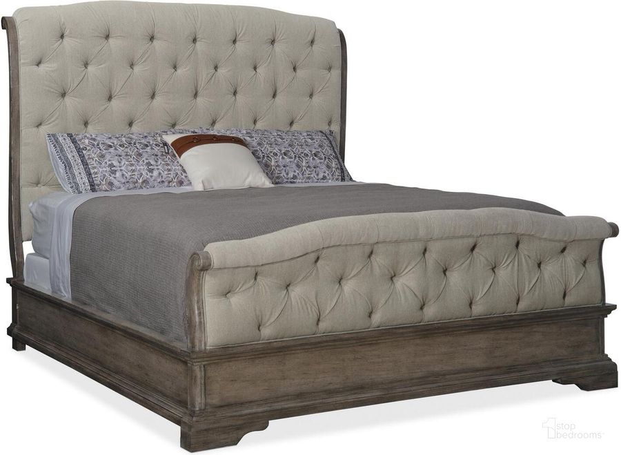 The appearance of Woodlands Gray Queen Upholstered Panel Bed designed by Hooker in the traditional interior design. This beige piece of furniture  was selected by 1StopBedrooms from Woodlands Collection to add a touch of cosiness and style into your home. Sku: 5820-90851-84;5820-90852-84;5820-90853-84. Bed Type: Panel Bed. Material: Wood. Product Type: Panel Bed. Bed Size: Queen. Image1
