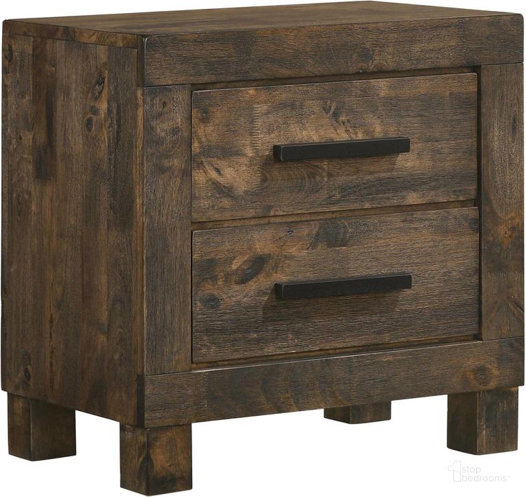 The appearance of Woodmont Rustic Golden Brown Nightstand designed by Coaster in the transitional interior design. This brown piece of furniture  was selected by 1StopBedrooms from Woodmont Collection to add a touch of cosiness and style into your home. Sku: 222632. Material: Wood. Product Type: Nightstand. Image1