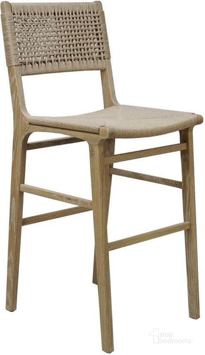 The appearance of Woven Back Bar Stool With Rush Seat In Cerused Oak designed by Worlds Away in the traditional interior design. This oak piece of furniture  was selected by 1StopBedrooms from  to add a touch of cosiness and style into your home. Sku: CARSON CO. Product Type: Barstool. Image1