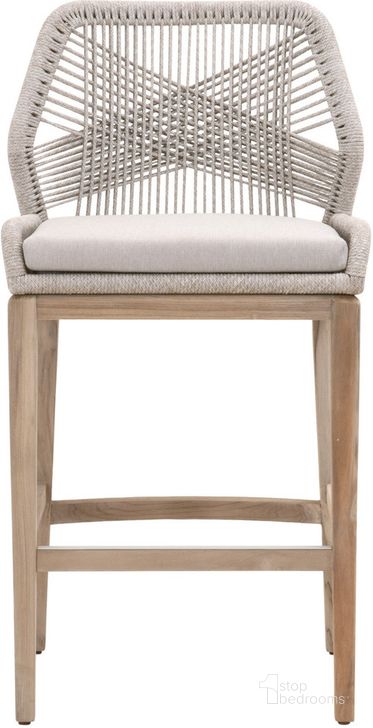 The appearance of Woven Gray Loom Outdoor Barstool designed by Essentials For Living in the transitional interior design. This light gray piece of furniture  was selected by 1StopBedrooms from Woven Collection to add a touch of cosiness and style into your home. Sku: 6808BS.WTA/PUM/GT. Material: Wood. Product Type: Barstool. Image1