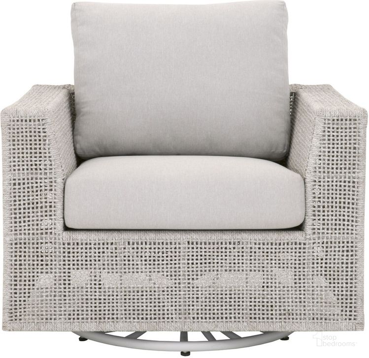 The appearance of Woven Taupe Tropez Outdoor Swivel Chair designed by Essentials For Living in the transitional interior design. This gray piece of furniture  was selected by 1StopBedrooms from Woven Collection to add a touch of cosiness and style into your home. Sku: 6843-1SRCK.WTA/PUM. Material: Aluminum. Product Type: Outdoor Chair. Image1