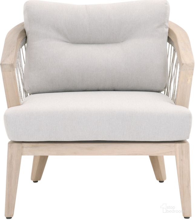 The appearance of Woven Taupe White Web Outdoor Club Chair designed by Essentials For Living in the transitional interior design. This gray piece of furniture  was selected by 1StopBedrooms from Woven Collection to add a touch of cosiness and style into your home. Sku: 6821.WTA/PUM/GT. Material: Wood. Product Type: Outdoor Chair. Image1