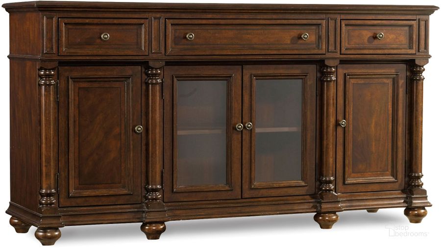 The appearance of Leesburg Brown Buffet designed by Hooker in the traditional interior design. This brown piece of furniture  was selected by 1StopBedrooms from Leesburg Collection to add a touch of cosiness and style into your home. Sku: 5381-75900. Material: Wood. Product Type: Buffet. Image1