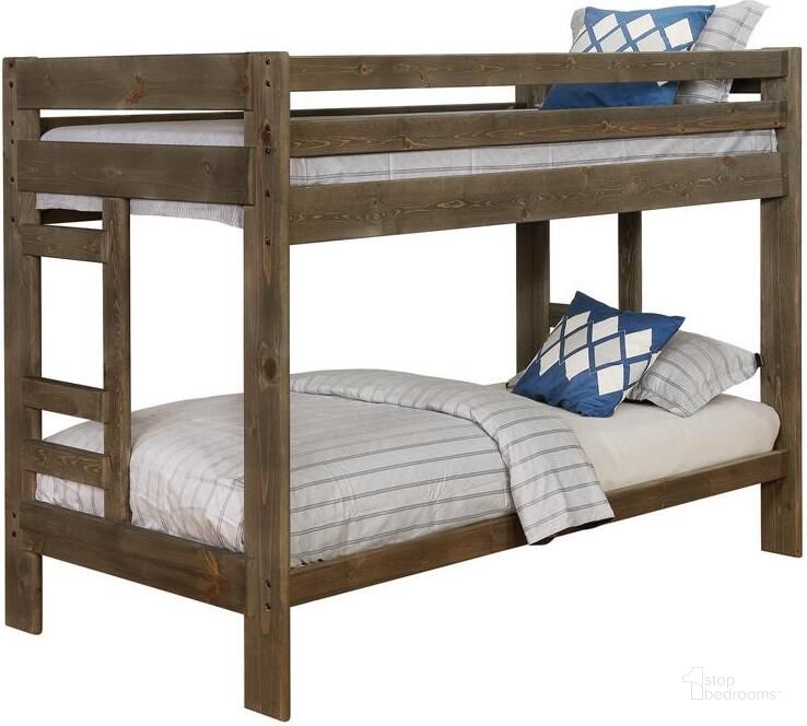 The appearance of Wrangle Hill Gun Smoke Twin Over Twin Bunk Bed designed by Coaster in the traditional interior design. This brown piece of furniture  was selected by 1StopBedrooms from Wrangle Hill Collection to add a touch of cosiness and style into your home. Sku: 400800;400800;400831B1;400831B2. Bed Type: Bunk Bed. Material: Wood. Product Type: Bunk Bed. Bed Size: Twin Over Twin. Image1
