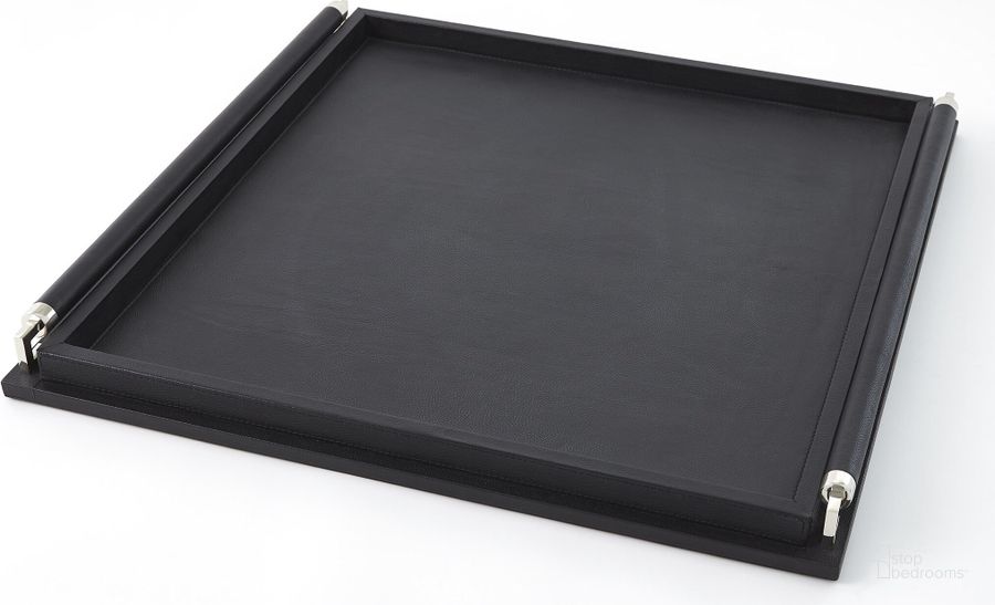 The appearance of Wrapped Handle Large Tray In Black Leather designed by Global Views in the modern / contemporary interior design. This black piece of furniture  was selected by 1StopBedrooms from Wrapped Collection to add a touch of cosiness and style into your home. Sku: 9.91382. Material: Leather. Product Type: Tray. Image1