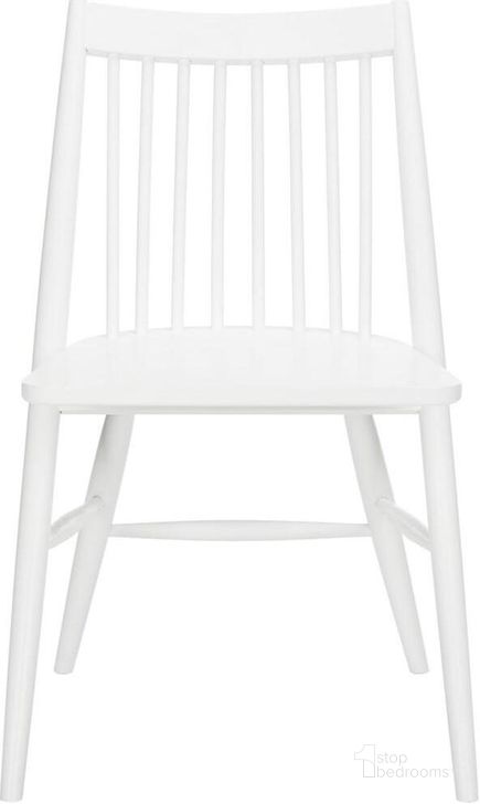 The appearance of Wren White 19 Inch Spindle Dining Chair designed by Safavieh in the modern / contemporary interior design. This white piece of furniture  was selected by 1StopBedrooms from Wren Collection to add a touch of cosiness and style into your home. Sku: DCH1000B-SET2. Material: Wood. Product Type: Dining Chair. Image1